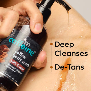 mCaffeine Coffee Body Wash with Cocoa | De-Tan & Deep Cleansing | Enriched with Vitamin E & in Energizing Aroma of Chocolate | Shower Gel | Suitable for All Skin Types | For both Men & Women - 200ml